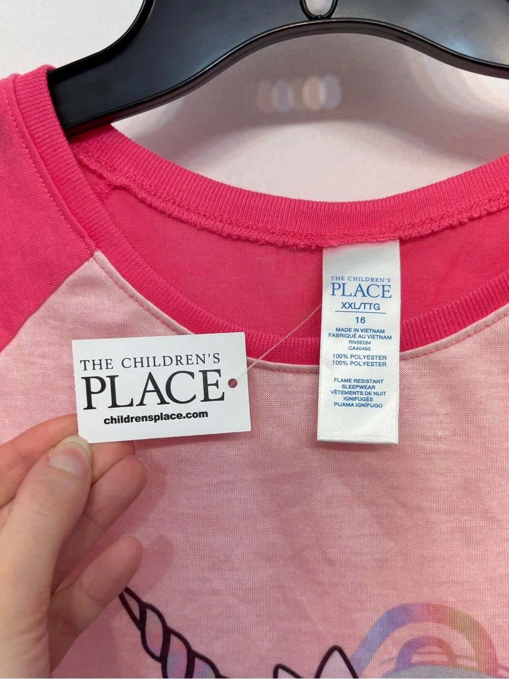The Children's Place Pink Unicorn Oversized Long Sleeve PJ Top Girls XXL 16 NWT